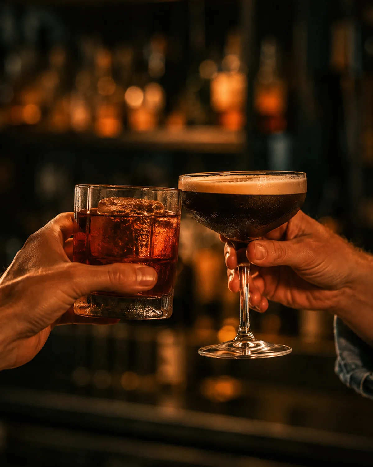Zwei Drinks beim Anstoßen