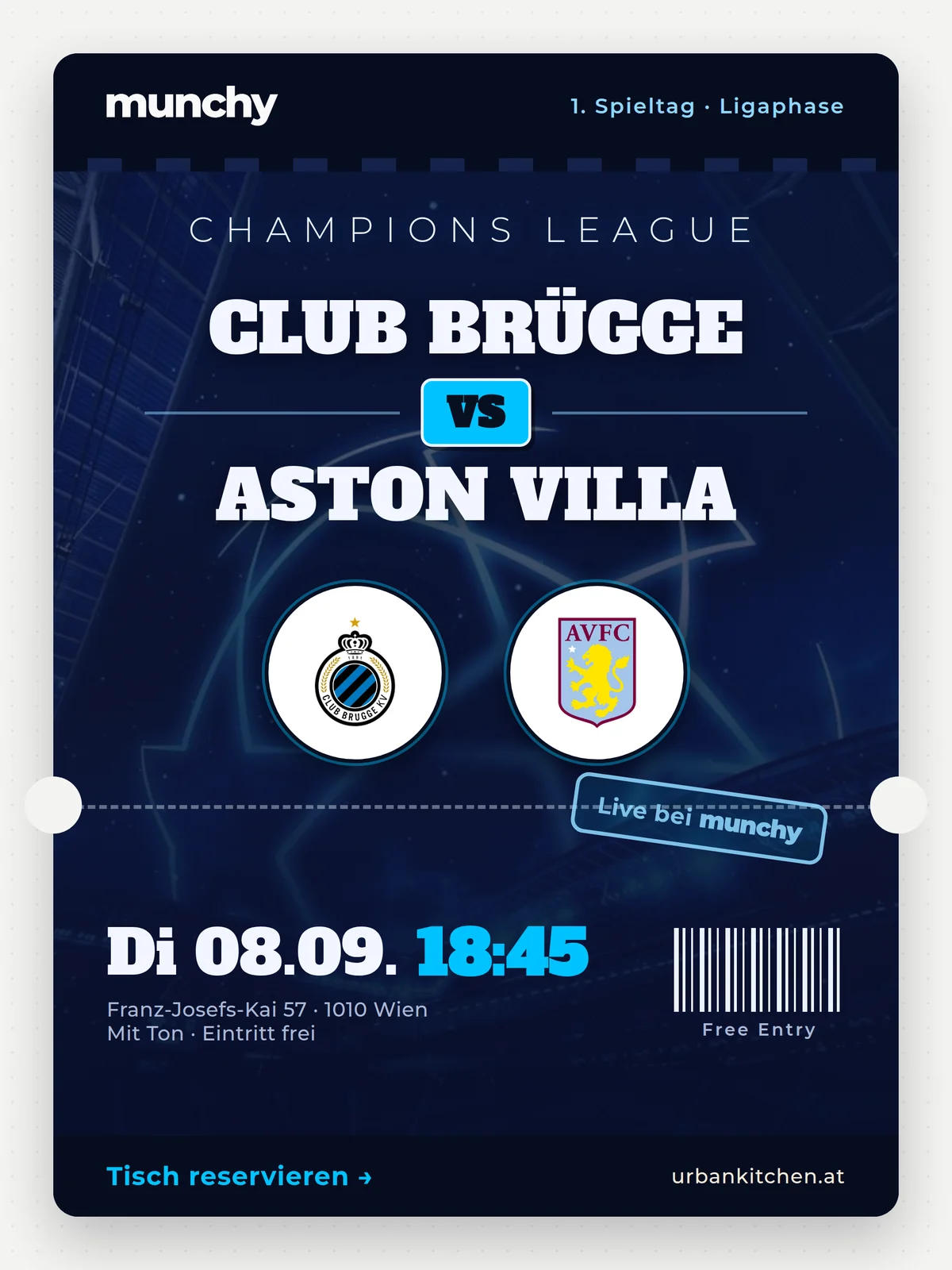 Eventposter Club Br&uuml;gge &ndash; Aston Villa