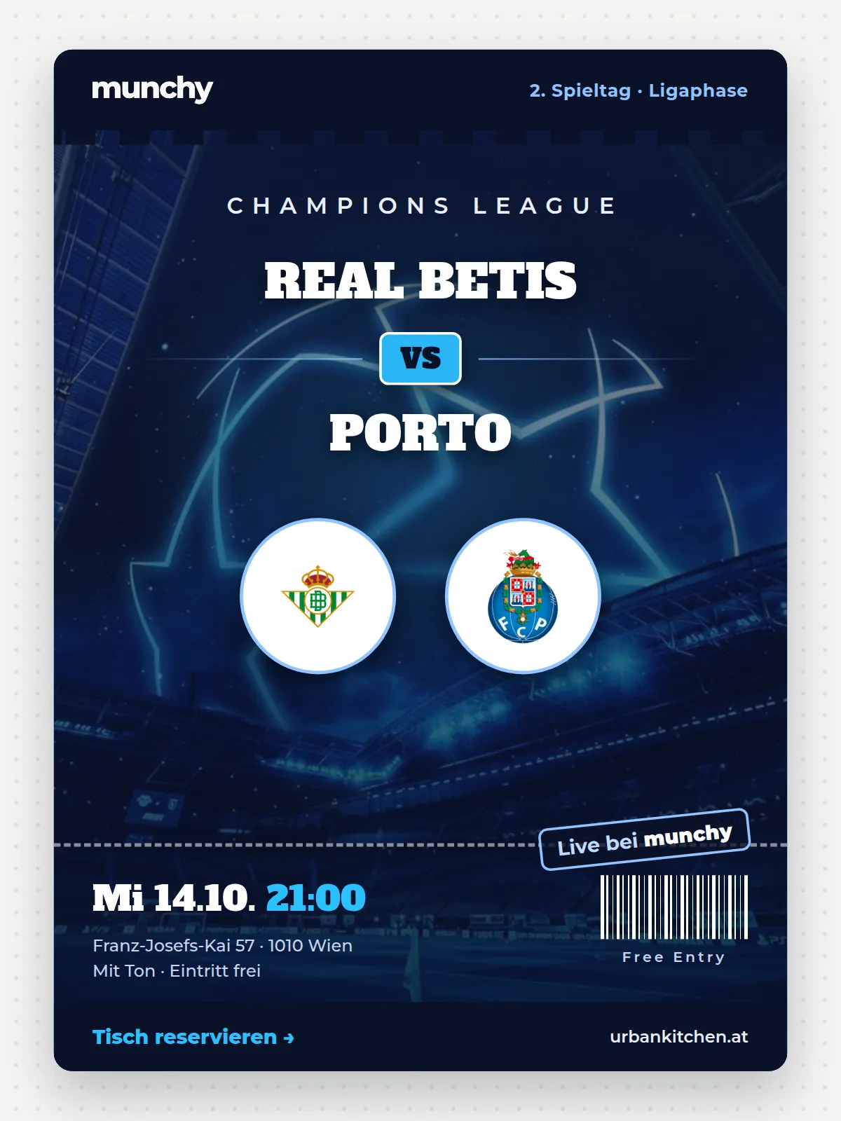 Eventposter Champions League Real Betis &ndash; Porto