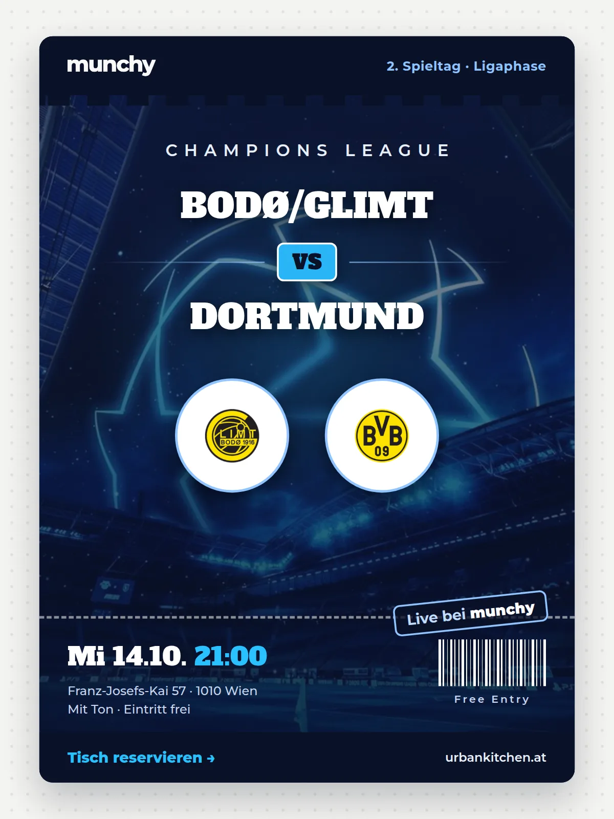 Eventposter Champions League Bod&oslash;/Glimt &ndash; Dortmund