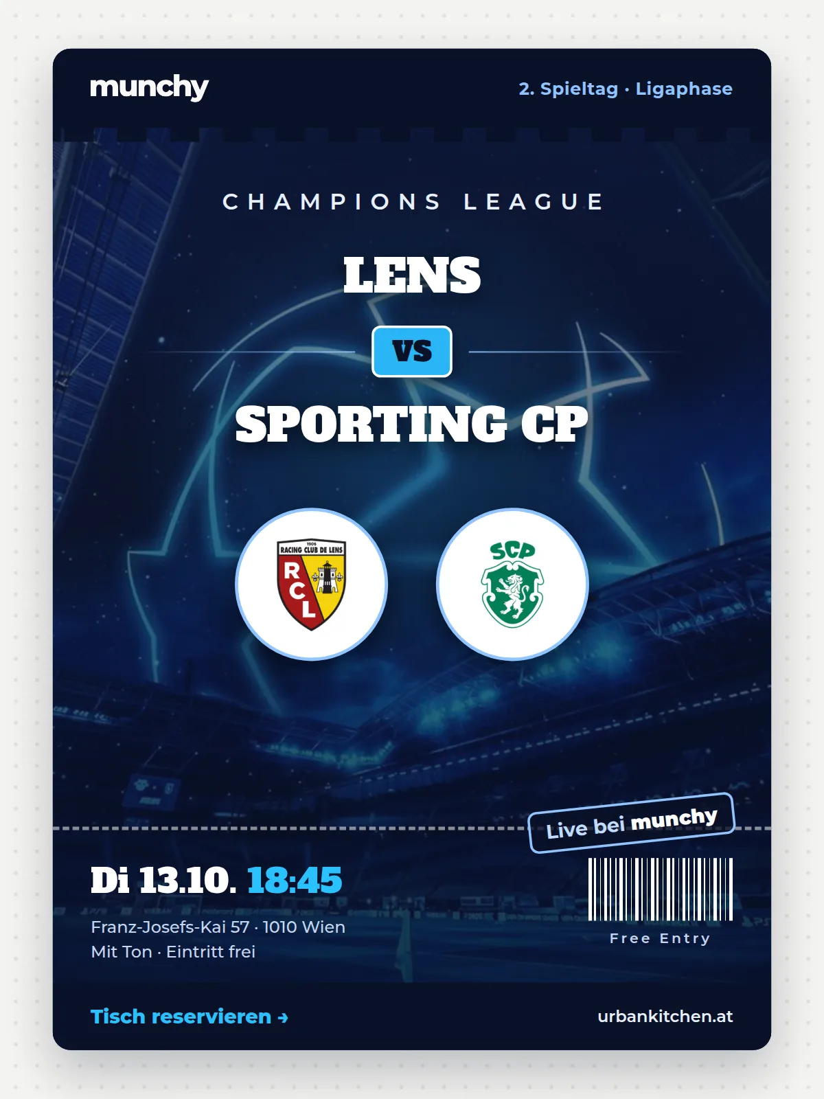 Eventposter Champions League Lens &ndash; Sporting CP