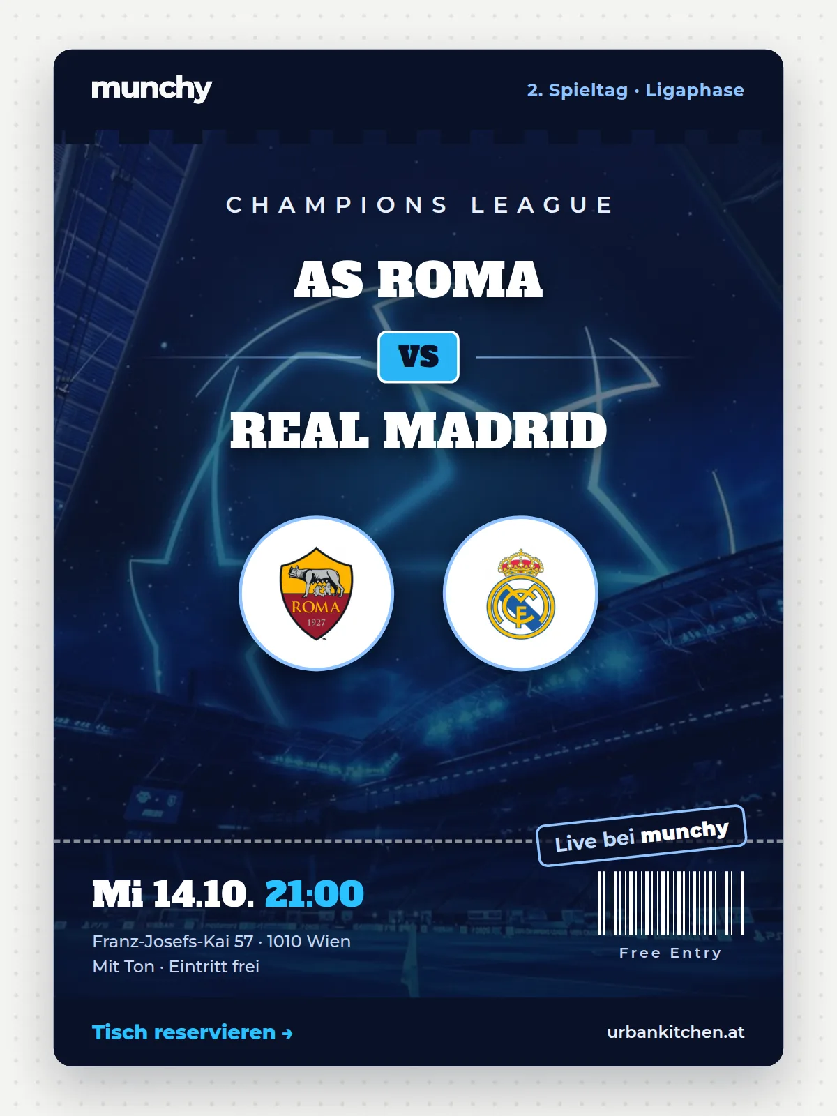 Eventposter Champions League AS Roma &ndash; Real Madrid