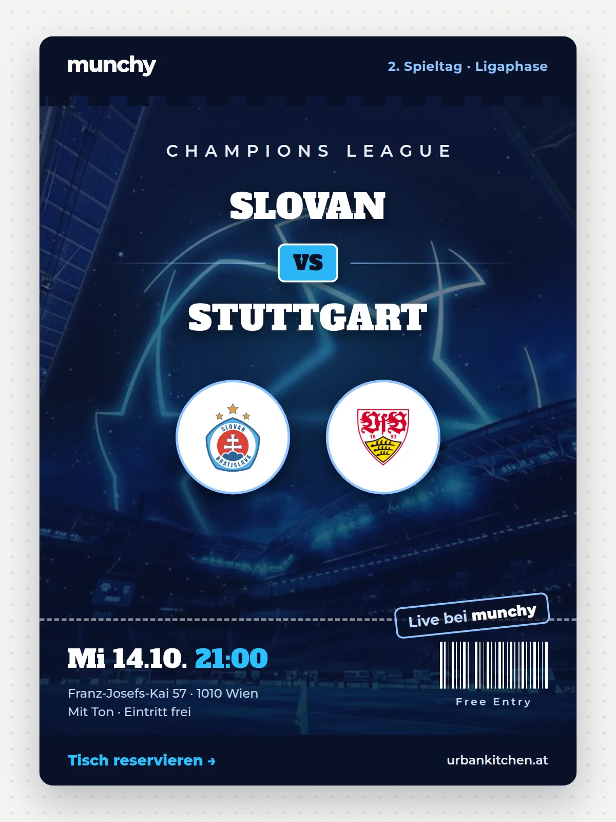 Eventposter Champions League Slovan Bratislava &ndash; Stuttgart