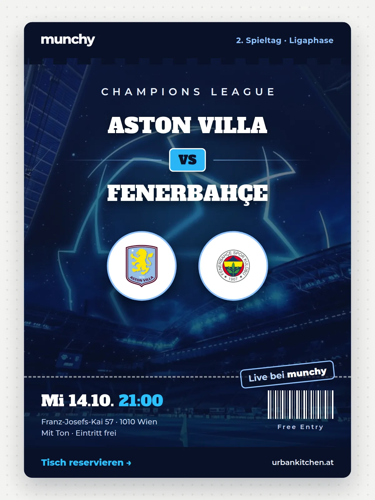 Eventposter Champions League Aston Villa &ndash; Fenerbah&ccedil;e