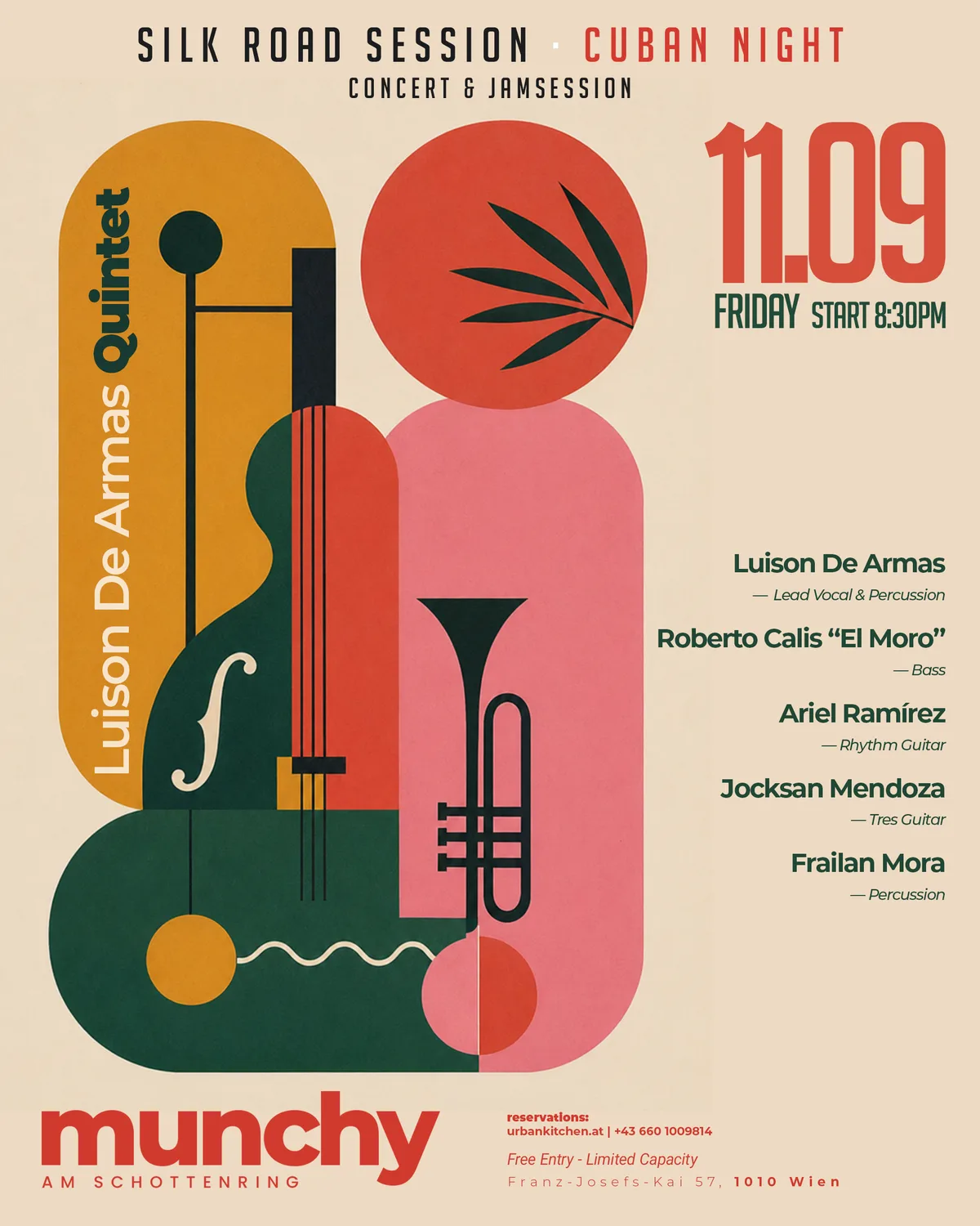 Eventposter Cuban Night mit dem Luison De Armas Quintet