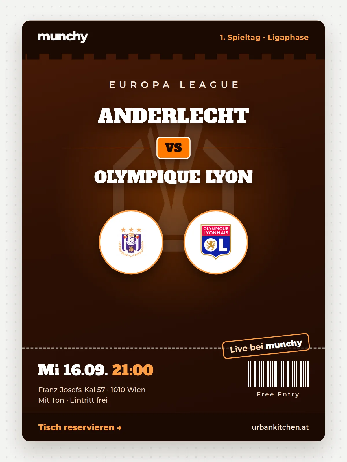 Eventposter Europa League Anderlecht - Olympique Lyon