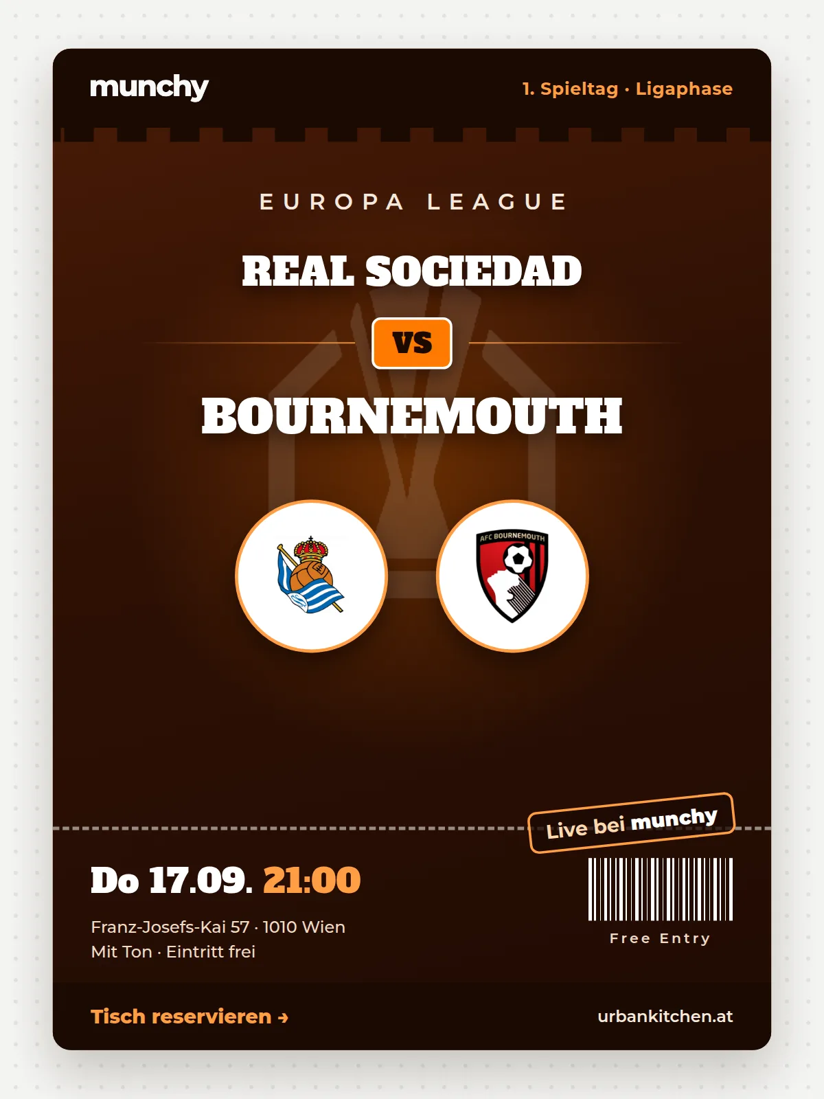 Eventposter Europa League Real Sociedad - Bournemouth