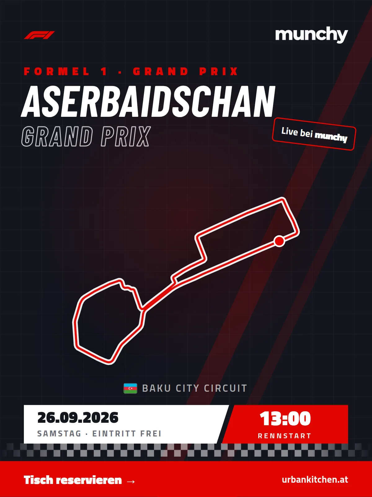 Formel 1 Aserbaidschan GP Baku – live im Munchy