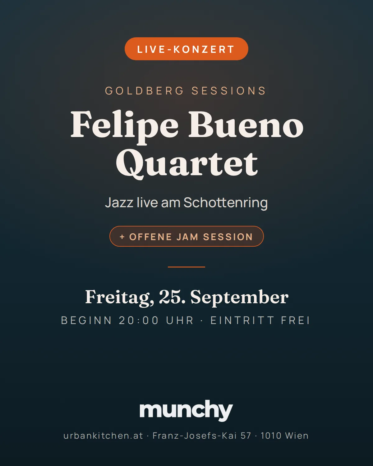 Eventposter Goldberg Sessions mit dem Felipe Bueno Quartet