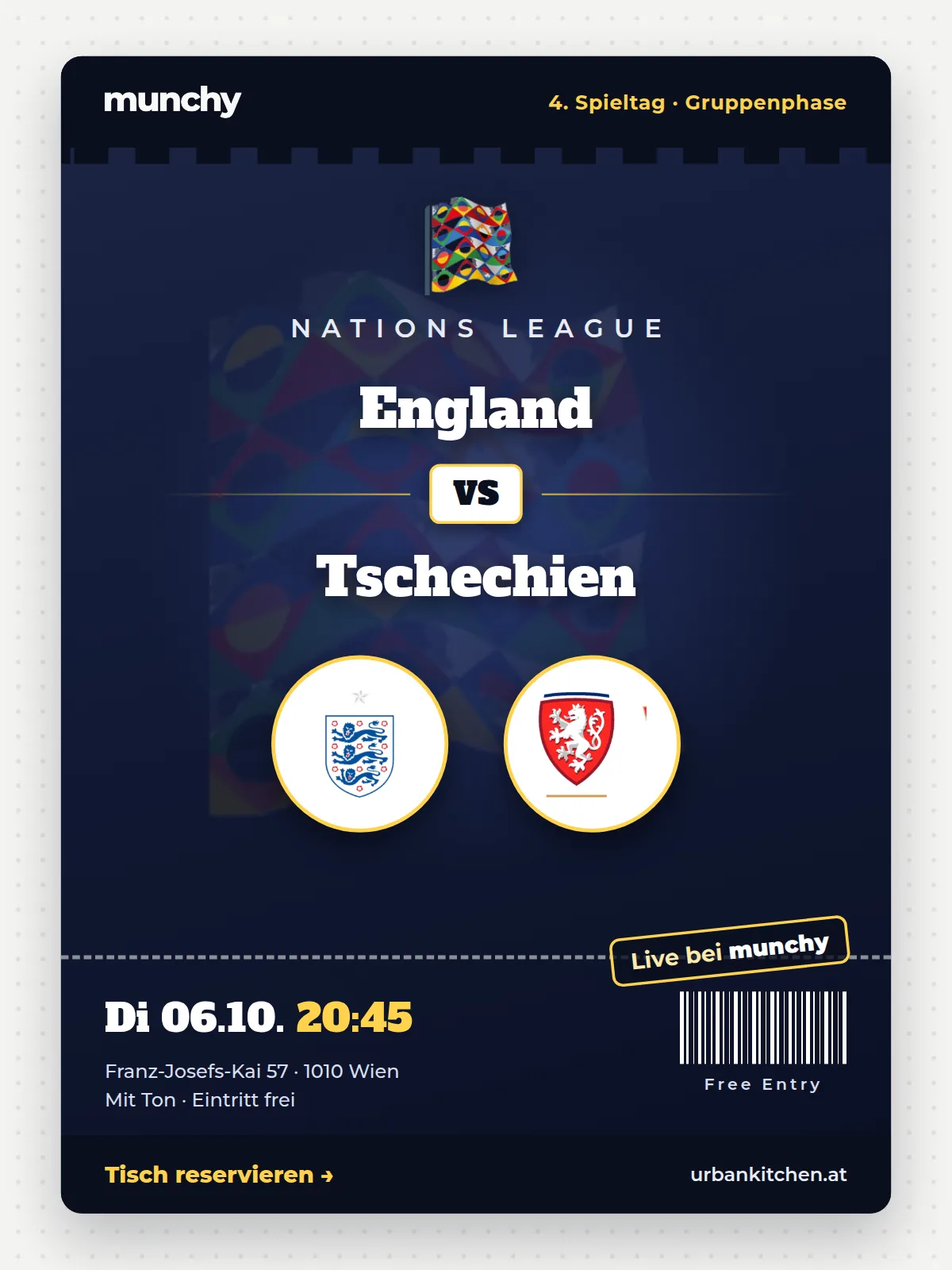 Event poster England – Czechia