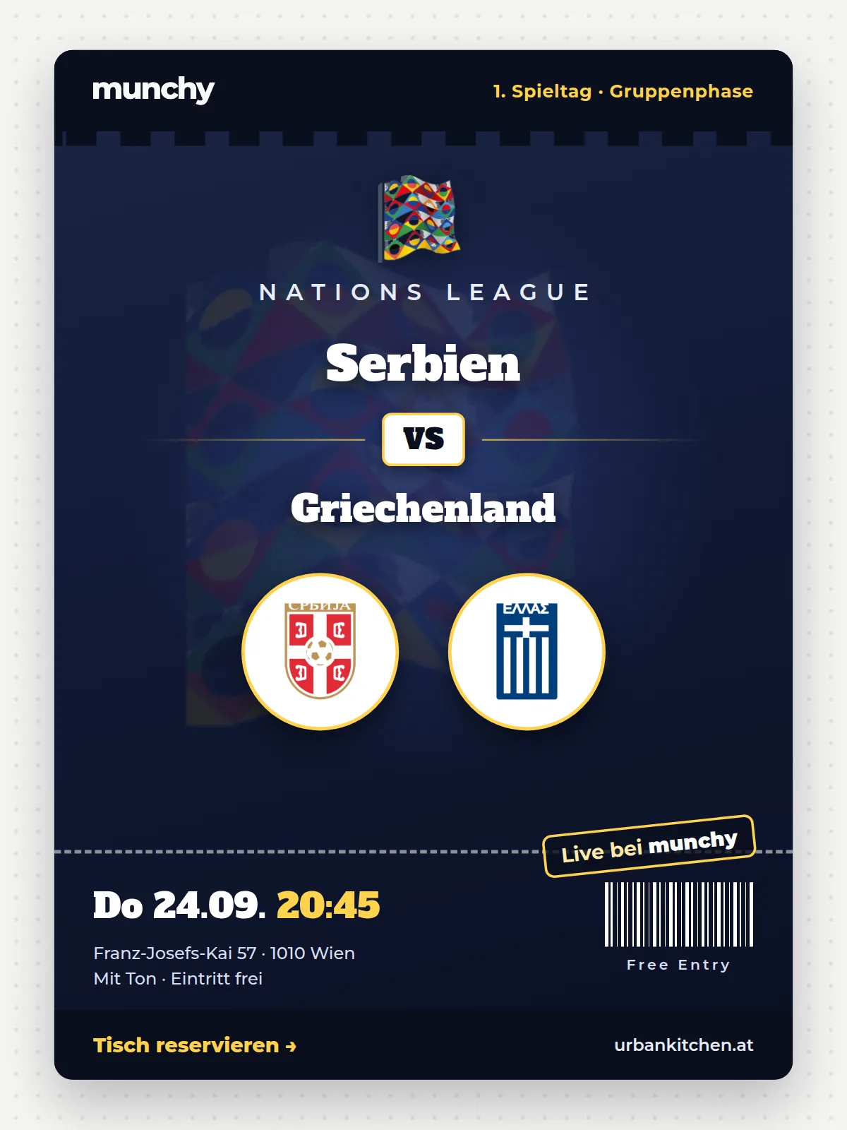 Event poster Serbia – Greece
