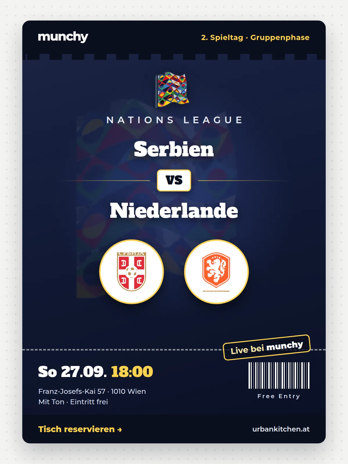 Event poster Serbia – Netherlands