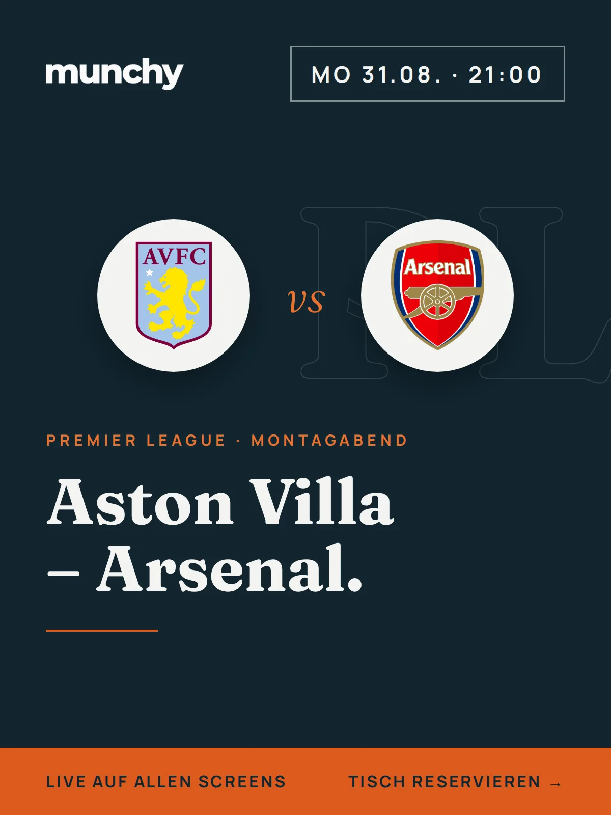 Eventposter Aston Villa &ndash; Arsenal