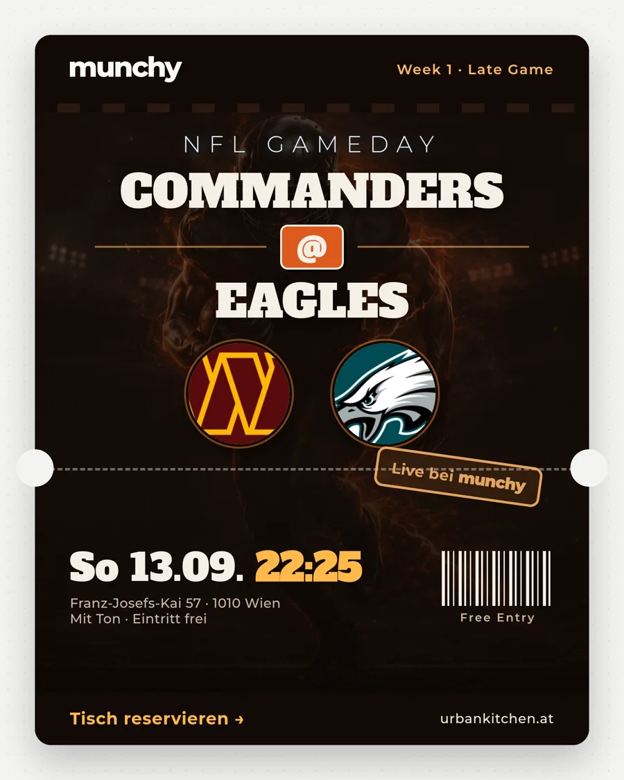 Commanders @ Eagles – NFL live im Munchy